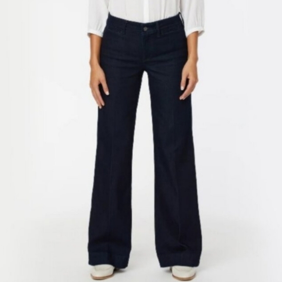 NYDJ Denim Teresa Trouser Jeans Womens Size 10 Blue Dark Wash Wide Leg - Picture 9 of 10